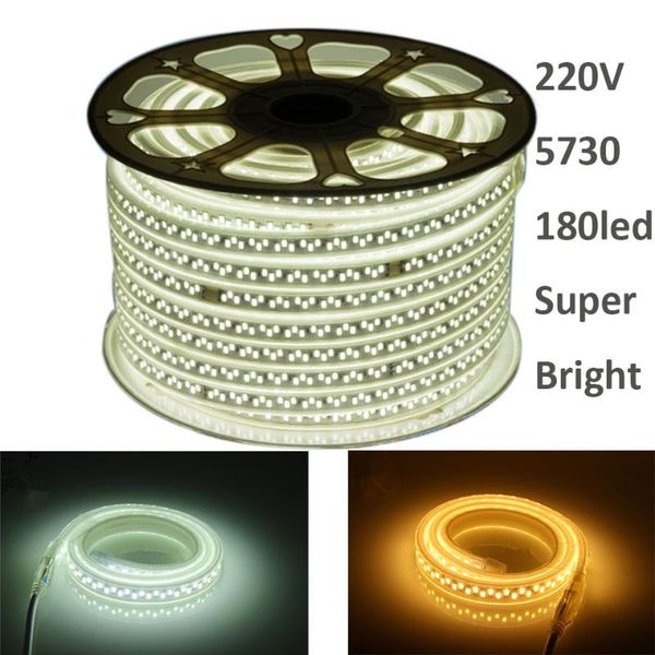 

led strip 1m-12m 220v super bright 5730 180leds/m light tape outdoor ip67 waterproof ac220v rope +eu plug strips