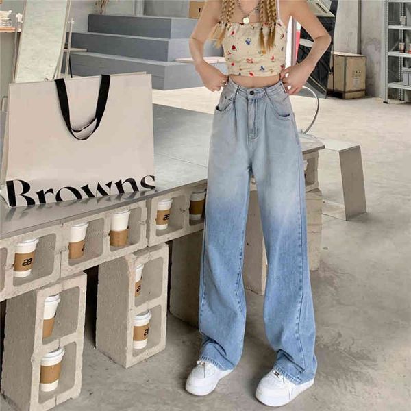

women's jeans casual female jeans and high waist, baggy style y8ub, Blue
