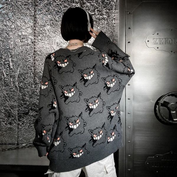 

women's sweaters couple loose fashion jumpers street cool thick man long knitted hipster drak gray women gothic pullover cartoon sweate, White;black