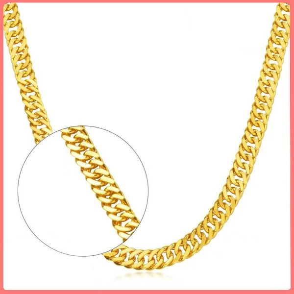 

chains gold-plated men's necklace sand gold real imitation color 24k yellow local tyrant chain jewelry designer charm, Silver