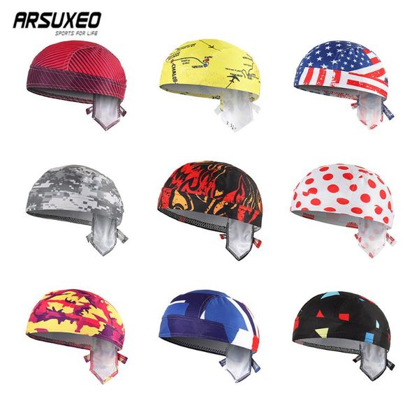 

cycling caps & masks arsuxeo men cap pirate head scarf uv protect running headwear headband outdoor breathable bicycle bike s1, Black