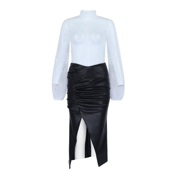 

women's two piece pants adyce 2021 bodycon women sets 2 pieces set skirts long sleeve lace club dress vestido celebrity evening party, White