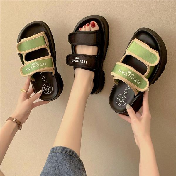 

slippers 2021 summer women sandals designer same style trifle sole fashion outdoor beach, Black