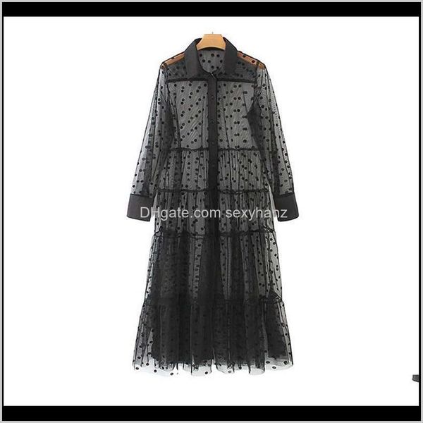 

casual womens clothing apparel drop delivery 2021 summer women boho seethrough mesh short maxi dress evening party dresses female wave p, Black;gray