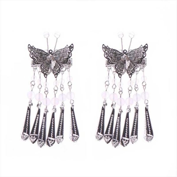 

hair clips & barrettes 1pair ancient chinese clothing decoration reteo butterfly long tassels clip exquisite elegent coloful bead hairclip m, Golden;silver