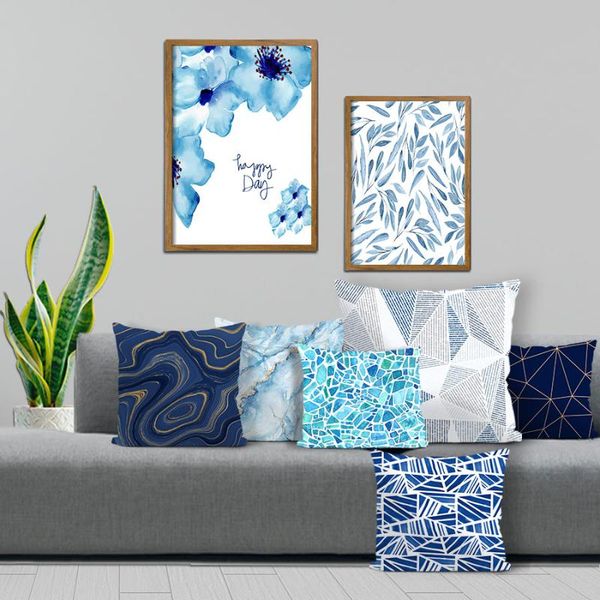 

pillow case ins marble agate cushion cover blue geometry flower polyester throw car sofa decorative pillowcases home decor