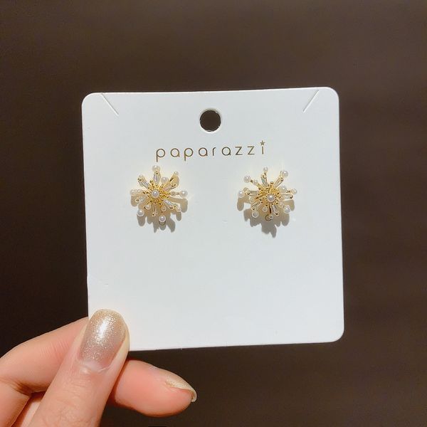 

925 silver needle fashion fashion pearl fireworks earrings temperament simple zircon earrings french advanced earrings women