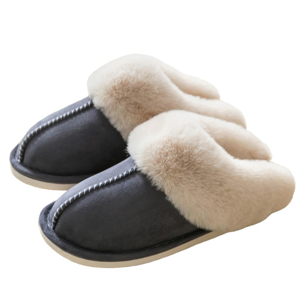 

luxury faux suede home women full fur winter warm plush bedroom non-slip couples shoes indoor ladies furry slippers, Black