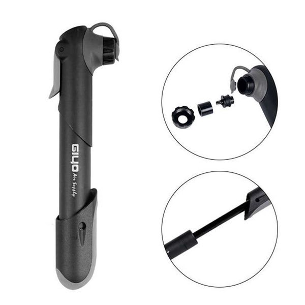 Giyo Fahrradpumpe, 105 g, tragbare Mini-MTB-Mountainbike-Fahrradpumpe, 100 psi, Hochdruck-Radsport-Handluftpumpe, Ball-Reifenfüller