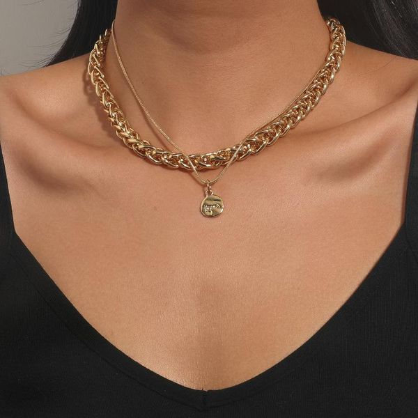 

pendant necklaces ornapeadia minimalist fashion ol jewelry alloy chain twisted flower small round shaped female multi-layered necklace for w, Silver