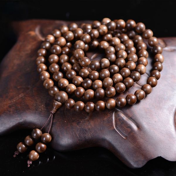 

natural wood beads agarwood vintage tibetan 108 beads prayer mala 8mm mala amulet buddhist bracelet necklace men, Black