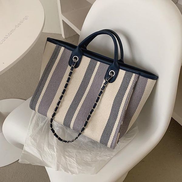 

designer handbags canvas stripe portable tote chain shoulder bag, Red;black