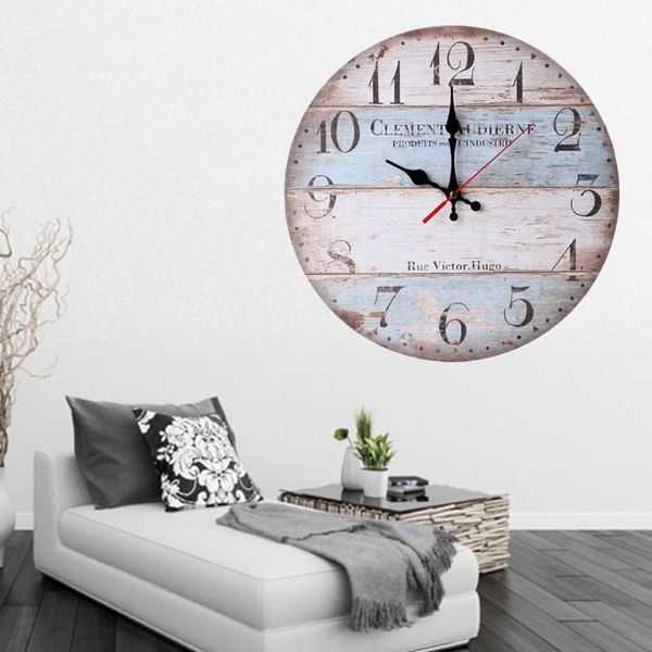 

wall clocks round wooden clock european household silent battery-operated clock(pattern 1)
