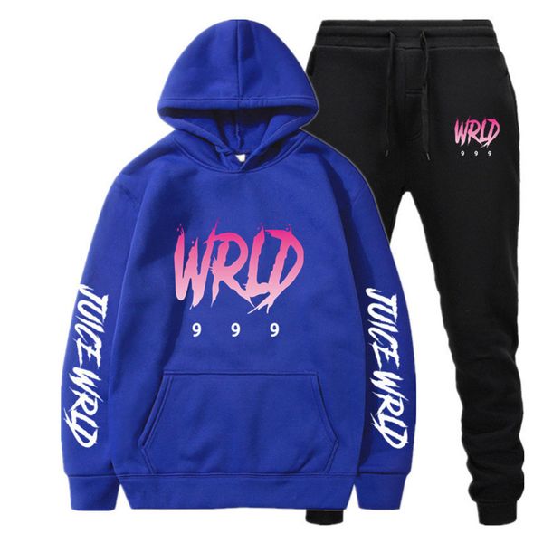

men's hoodie trousers set, printed juice packaging, wool harajuku leisure sportswear, autumn and winter, Gray