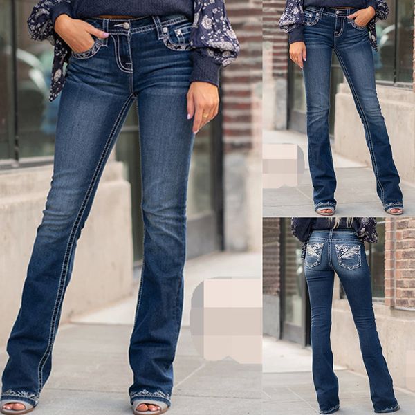 

women's jeans new fashion jeans slim hole pants, Blue