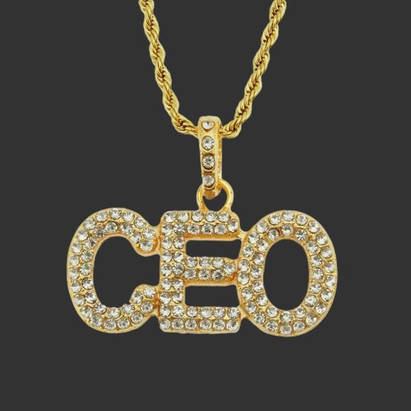 

pendant necklaces tennis chain letter ceo necklace hip hop full iced out cubic zirconia gold sliver cz stone for men, Silver