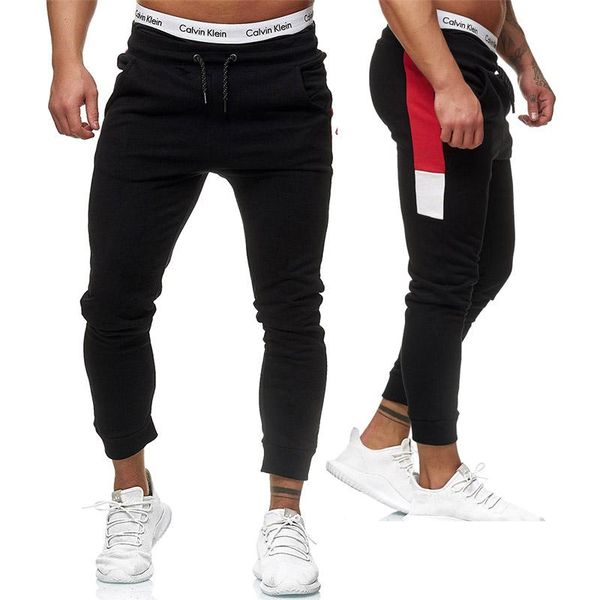 

jogging pants men sport sweatpants running joggers cotton trackpants slim fit bodybuilding trouser, Black;blue