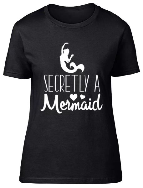 

secretly a mermaid womens ladies fitted t-shirt, White;black
