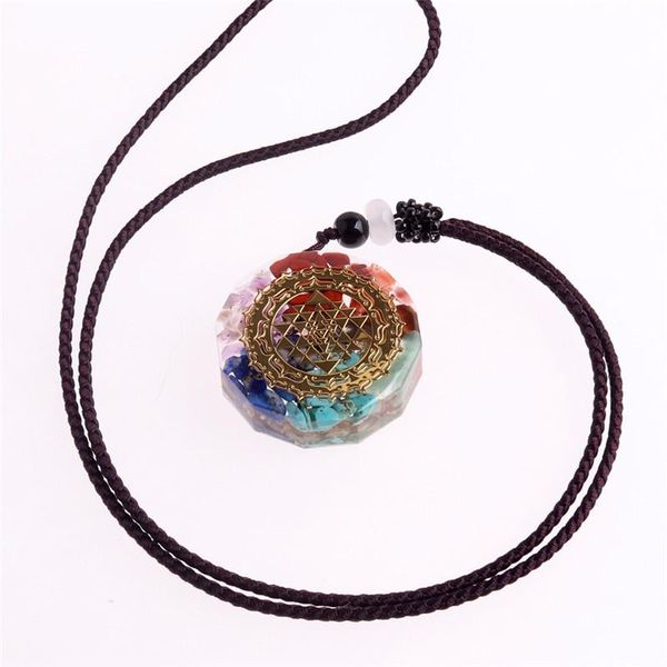 

orgone chakra natural generator energy pendant necklace orgonite power reiki druzy healing pendulum amulet chains, Silver