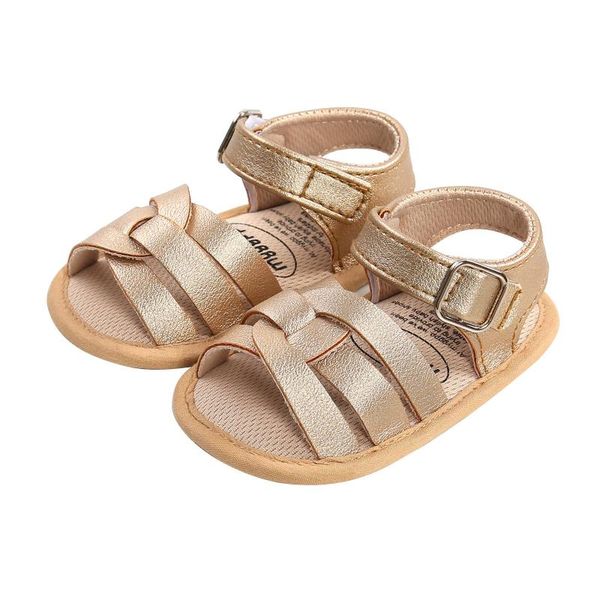 

sandals 2021 summer baby boys girls princess pu leather soft sole non-slip rubber prewalker flat walking shoes, Black;red