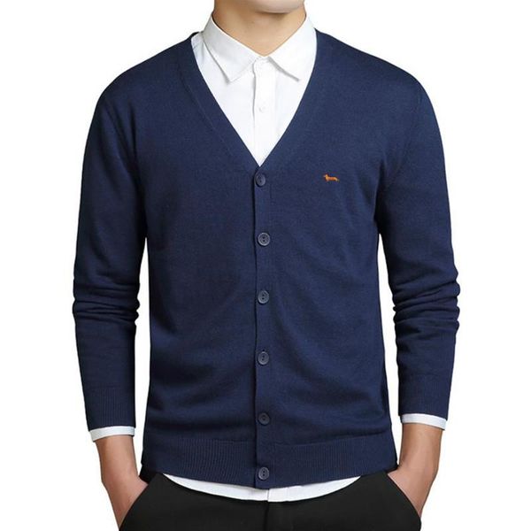 

men's sweaters summer spring men casual v-neck cardigan solid 100%cotton harmont embroidery long sleeve blaine business, White;black