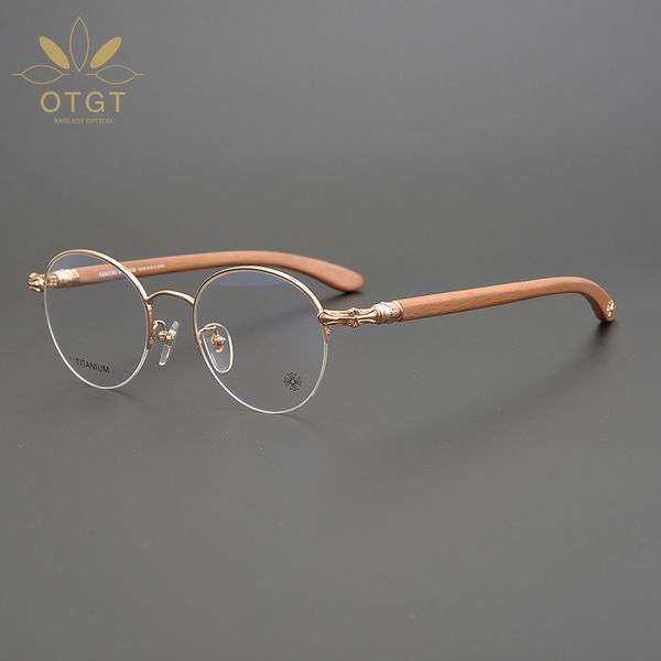 

design sunglasses light luxury pure titanium large face handmade xinchao, versatile carving myopia spectacle frame, White;black