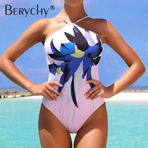 

one piece swimsuit women 2021 floral printed swimwear female push up bathing suit beachwear one-piece suits