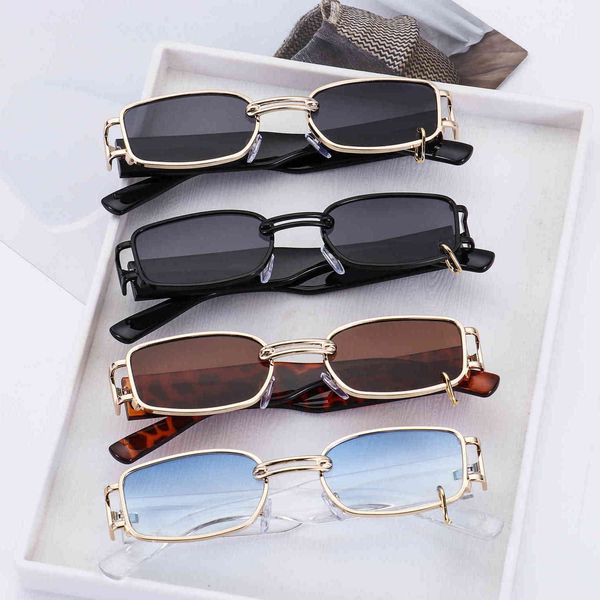 

INS Super Popular Small Rectangle Sunglasses Women Fashion Metal Frame Glasses Vintage Shades UV400 Punk Sun Glasses Eyewear Glasses wholesale, White;black