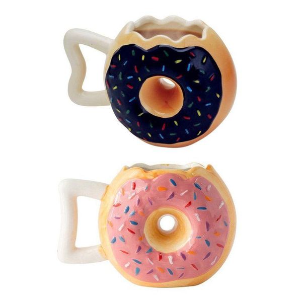 

mugs 2021 ceramic donuts mug - delicious chocolate glaze doughnuts with sprinkles -quo
