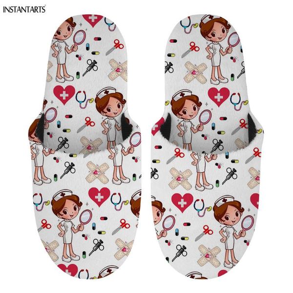 

cartoon girl print home plush slipper winter warm fleece shoes plus size indoor slippers women, Black