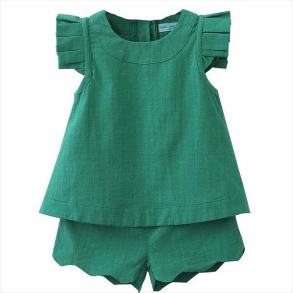 

flysleeve kids cotton t shirt shorts suit for baby girls clothes set children summer casual print clothing sets, White