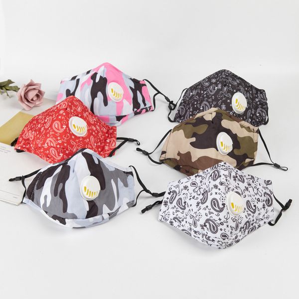 

3d breathing valve cotton stereo printed cashew flower camouflage anti haze dust mask