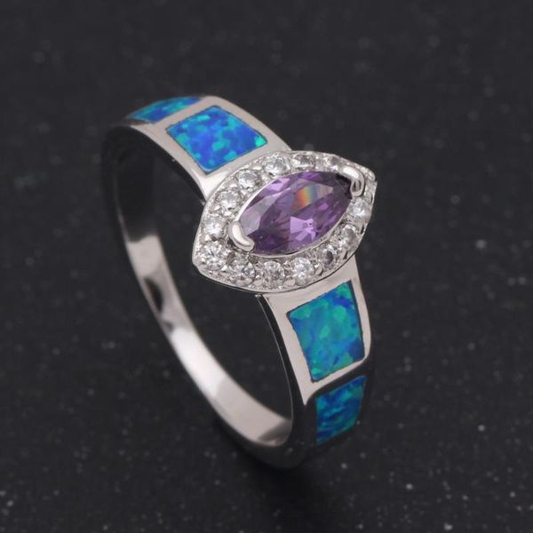 

wedding rings hainon fire opal jewelry purple cz silver color party zircon multi-color blue for women distribution, Slivery;golden