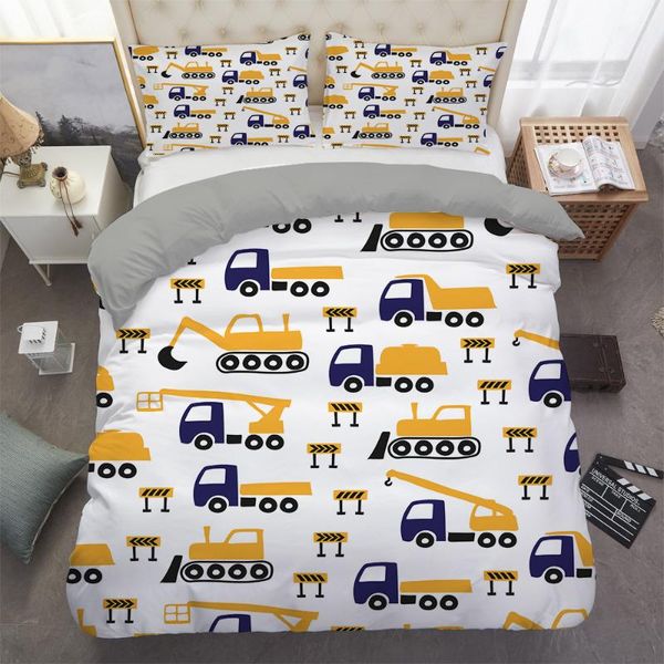 

bedding sets 3d set construction vehicle print duvet cover for kids boys gift 2/3pc home textiles comforter king  size