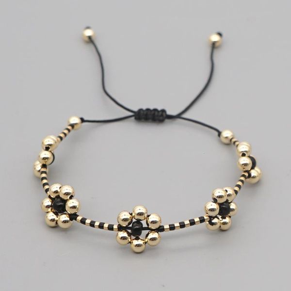 

charm bracelets go2boho black and gold bracelet for women trendy flower 2021 adjustable string beads jewellery girl jewelry, Golden;silver