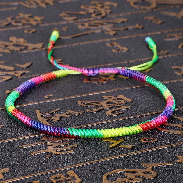 

tibetan buddhist handbraided knots lucky rope bracelet monks blessed handmade yoga meditation healing bangle - 7 chakra color charm bracelet, Golden;silver