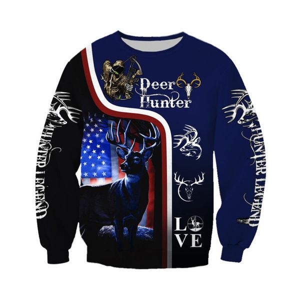 

forest blue deer original men's 3d printing hoodie visual impact party punk gothic round neck american sweater hoodie, Black
