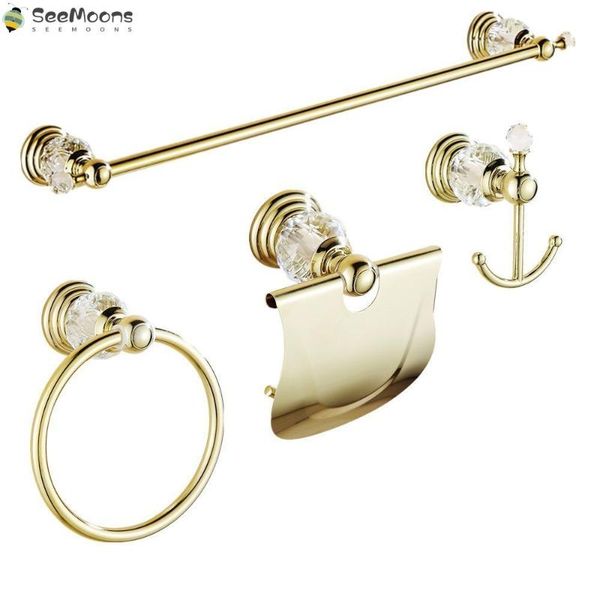 

bath accessory set auswind 4 pieces gold polished bathroom accessories sets brass&crystal towel bar wall mounted paper holder hardware