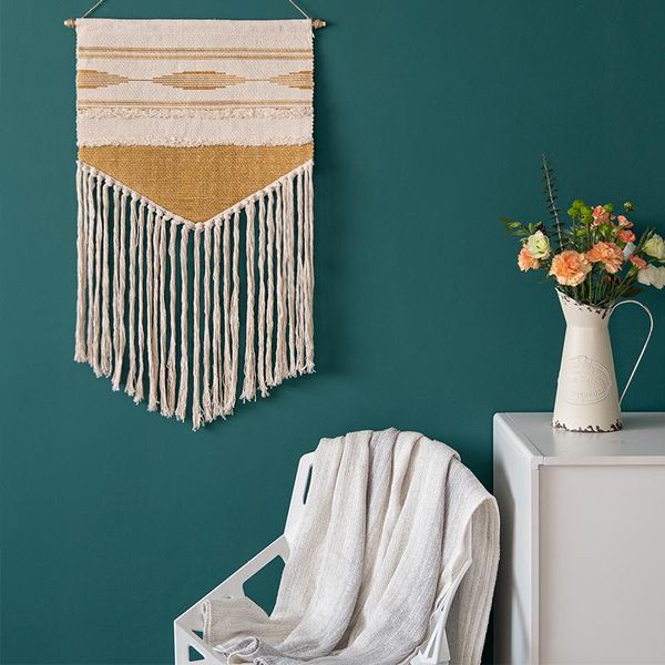 

tapestries home boho decor macrame cotton tassel tapestry handmade woven wall hanging art canvas background cloth