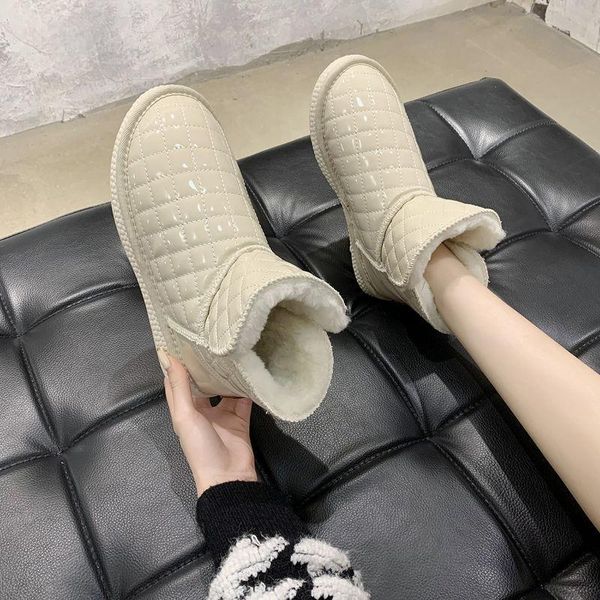 

boots ins australia women snow cowhide leather ankle warm winter woman shoes 2021, Black