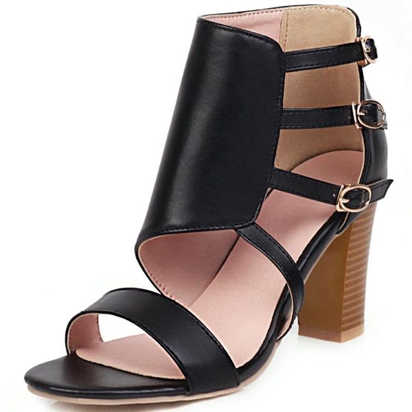 

fashion female office casual leisure party dress shoes woman buckle zipper high heel sandals women summer, Black