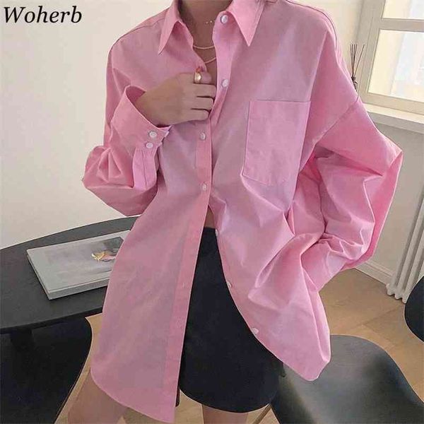 

solid color long sleeve women blouse spring summer loose casual shirts elegant fashion femme blusas all match 210519, White
