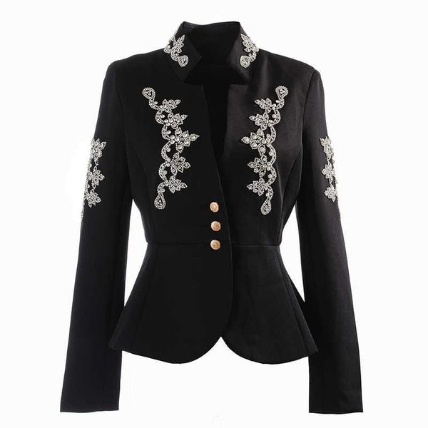 

women's suits & blazers [ewq] korea chic casual trend women stand-up collar single-breasted diamond fashion loose long-sleeved blazer a, White;black
