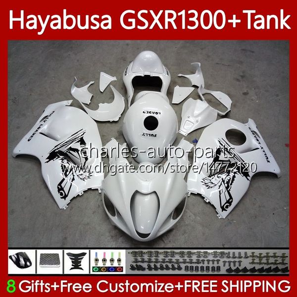 Corpo + serbatoio OEM per SUZUKI Hayabusa GSXR 1300CC GSXR-1300 1300 CC 1996 2007 bianco lucido 74No.123 GSX-R1300 GSXR1300 96 97 98 99 00 01 GSX R1300 02 03 04 05 06 07 Kit carenatura