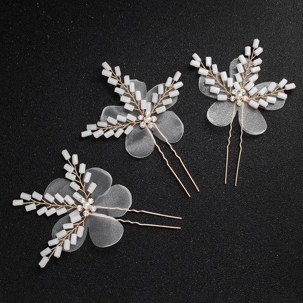 

3pcs elegant handmade white rhinesone brides hair sticks wedding hair hairgrips bridal heeaddress bridesmaid hair accessories jcf045, Golden;silver