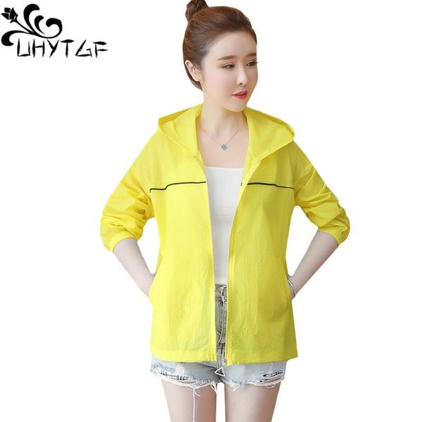 

women's jackets uhytgf korean oversized jacket anti-uv hooded outdoor summer coat sweet cute girl thin sun protection clothing 1058, Black;brown