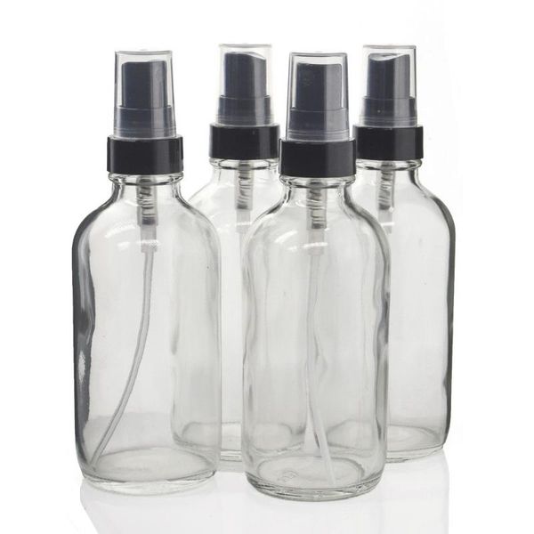 

storage bottles & jars 4 x oz clear glass spray w/ fine mist sprayer empty refillable for essential oils homemade cleaners 120m