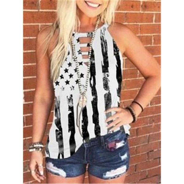

summer women's round neck print vest hollow loose casual beach tank wn* tanks & camis, White