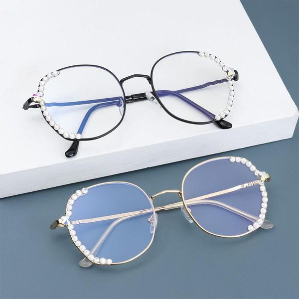 

sunglasses radiation protection anti-fatigue vintage square glasses computer goggles oversized eyeglasses rhinestone eyewear, White;black