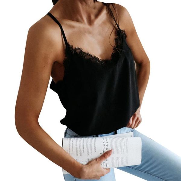 

women's tanks & camis summer women tank sleeveless lace see through back button camisole print vest blouse for work, White